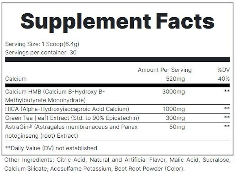 Miniature : Redcon1 MOAB Muscle Builder for Anabolic Support 30 Serving facts