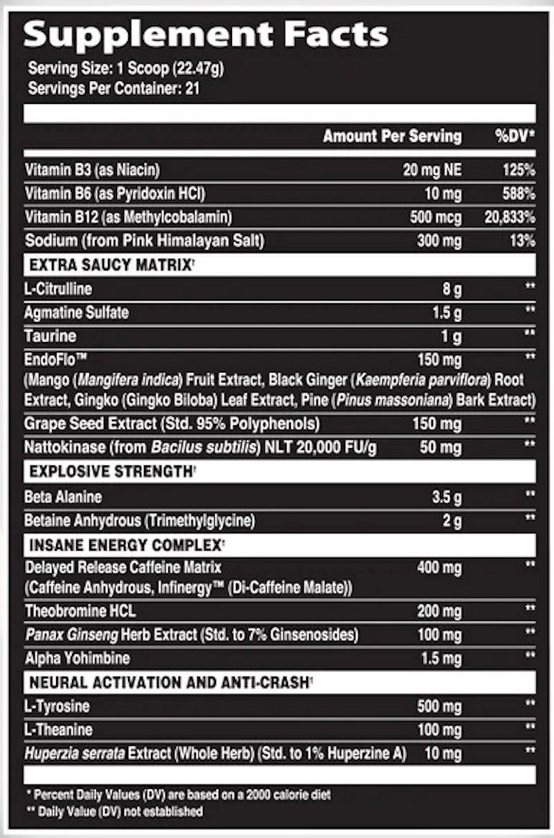 Thumbnail: Inhuman Extra Saucy Pre Workout facts