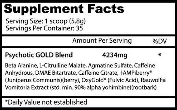 Miniatura: Insane Labz Psychotic Gold Pre Workout facts