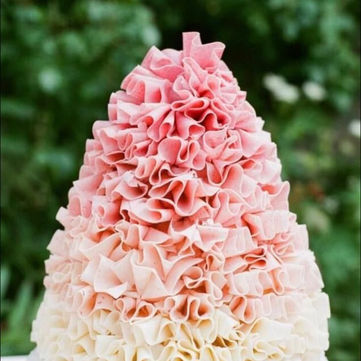 The Blush - smaller but incredibly elegant white chocolate and raspberry ruffle-covered cake.