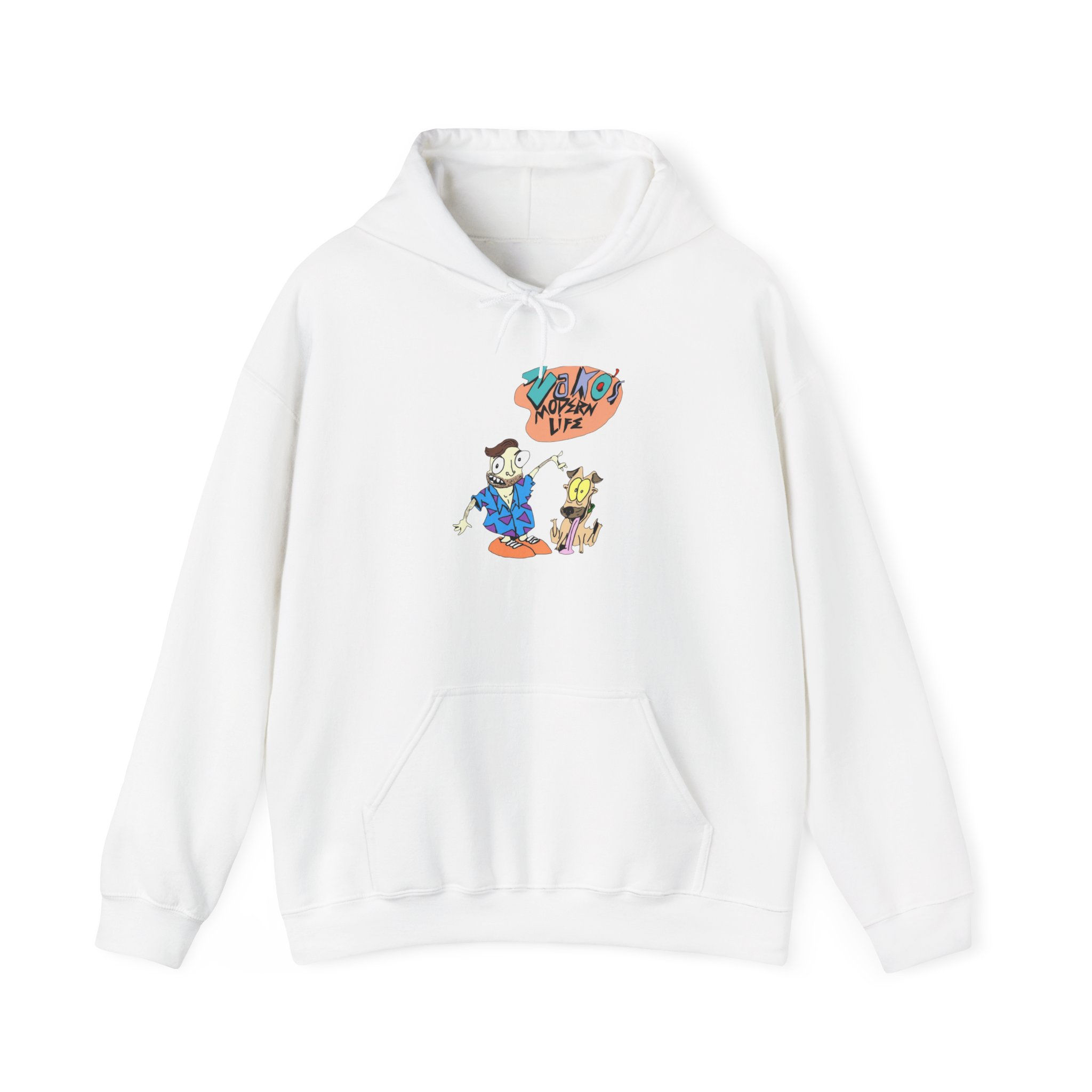 Cozy Retro Dog Dad Hoodie — 'Zako's Modern Life' Cartoon Graphic