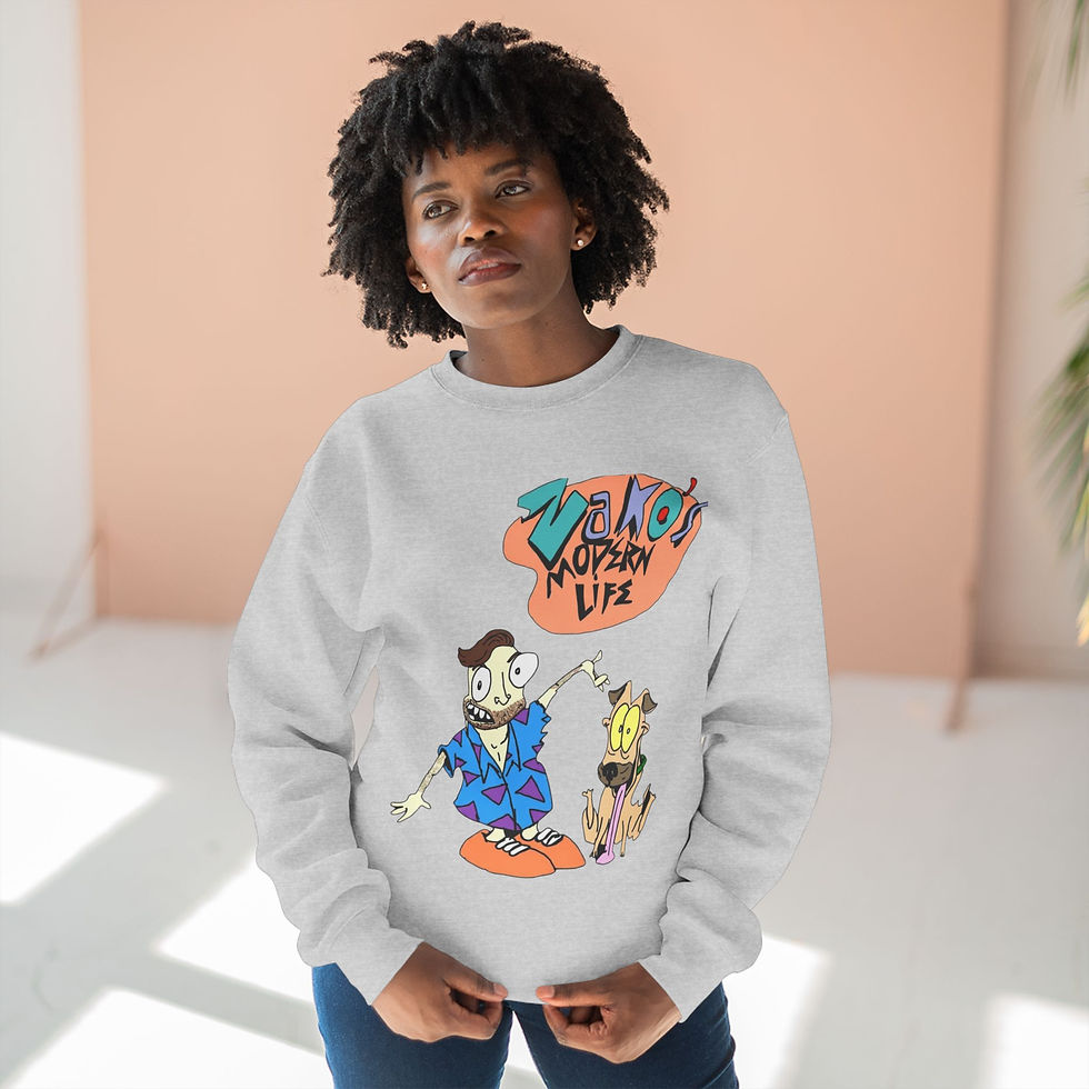 Thumbnail: Cartoon Pet Duo 'Zako's Modern Life' Crewneck Sweatshirt