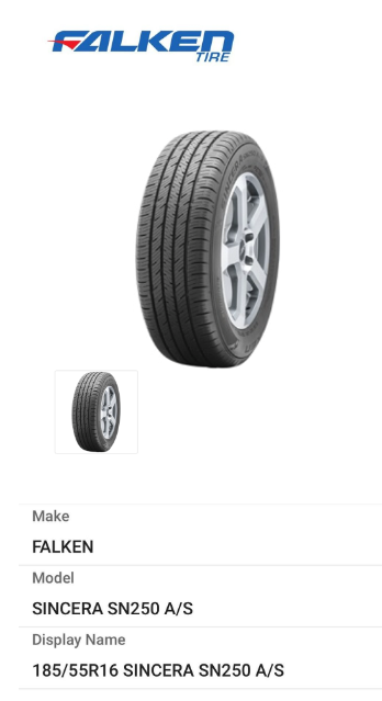 185/55/R16 Falken Sincera SN250 A/S