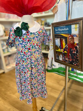 La Magnoliah Floral Dress with White Collar