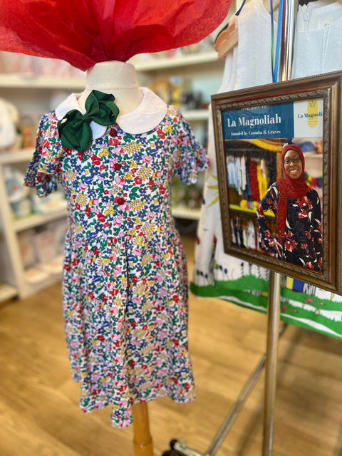 La Magnoliah Floral Dress with White Collar