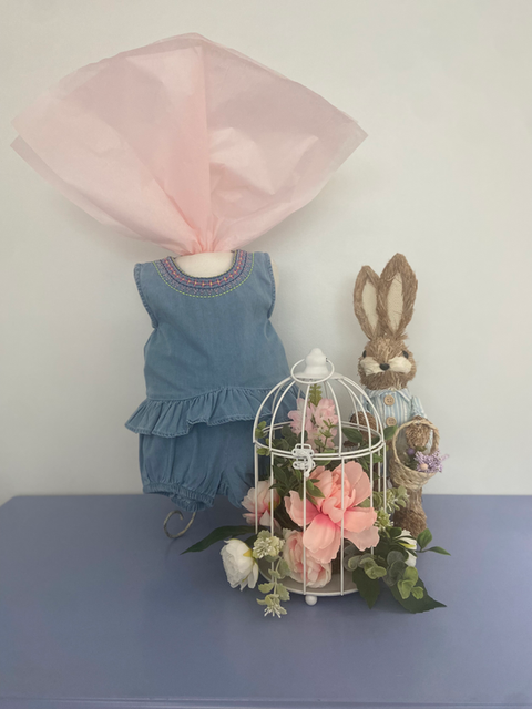 Mayoral Denim Two Piece with Flower Collar