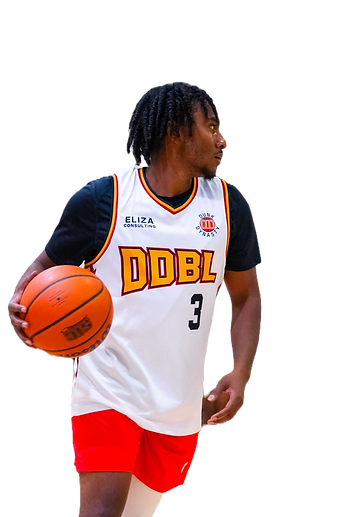 Toronto basketball league player posing in DDBL jersey