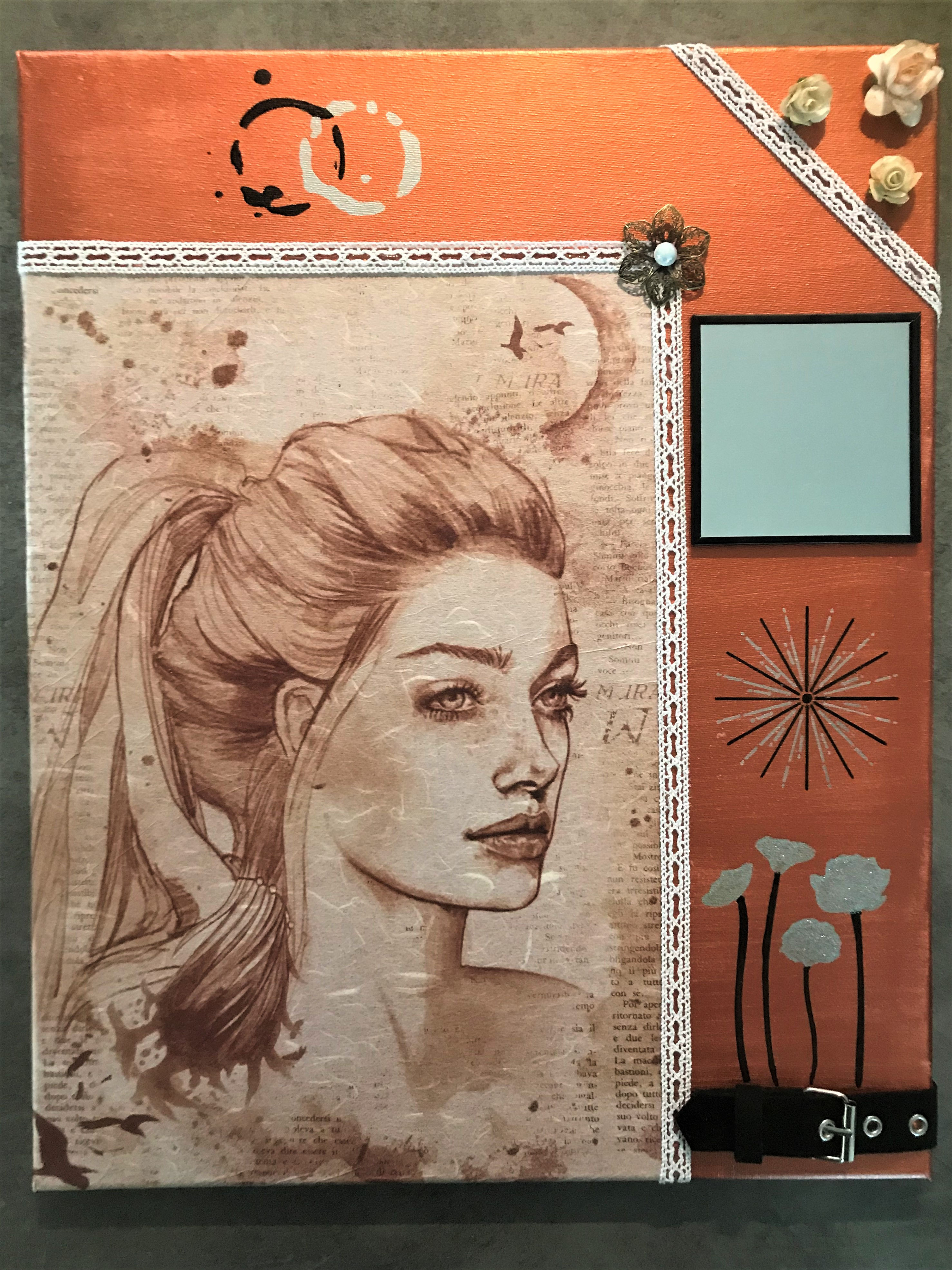 Tableau miroir 40 cm x 50 cm "Rêveuse"