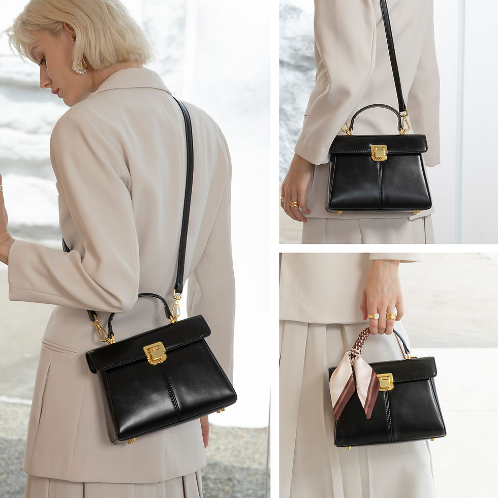 Thumbnail: ITAMOOD Genuine Leather Handbag with Scarf | Luxury Designer Trendy Shoulder Bag