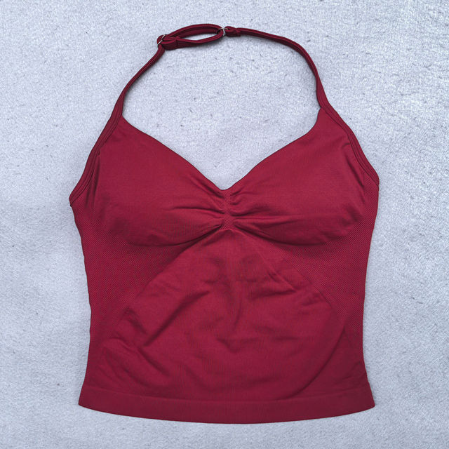 Thumbnail: Adjustable Sports Strappy Top Women Backless Gym Top Built in Bra Yoga Clothing 