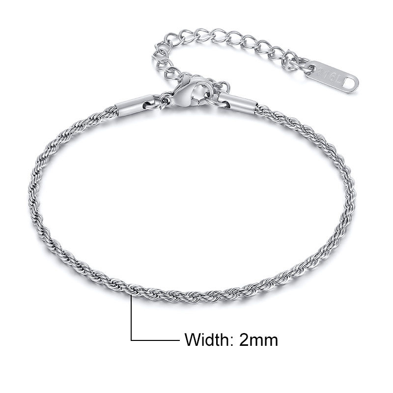 Thumbnail: Vnox Dropship 2/3/4/5mm Twisted Chain Bracelets for Women Men, Gold Color Stainl