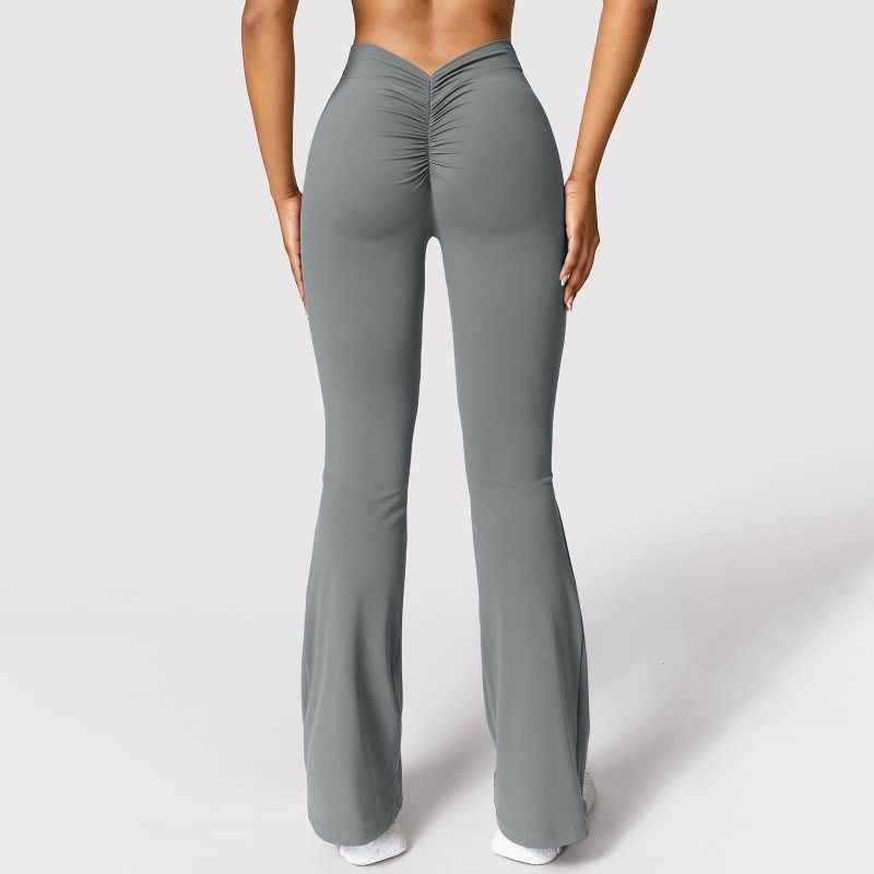Thumbnail: Fashion Micro Horn Leggings Women V-back Waist Sports Pants High Waist Push Up B
