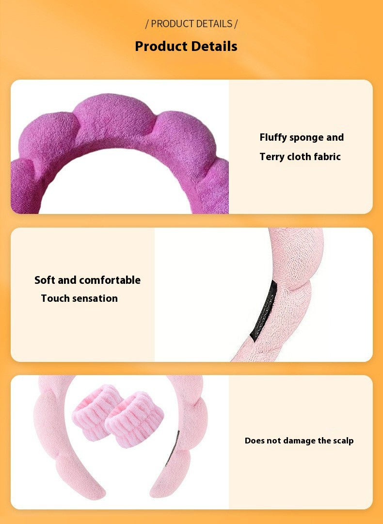 Thumbnail: 3 Piece Luxury Fiber Spa Headband and Wristband Set - Soft and Comfortable - Fac