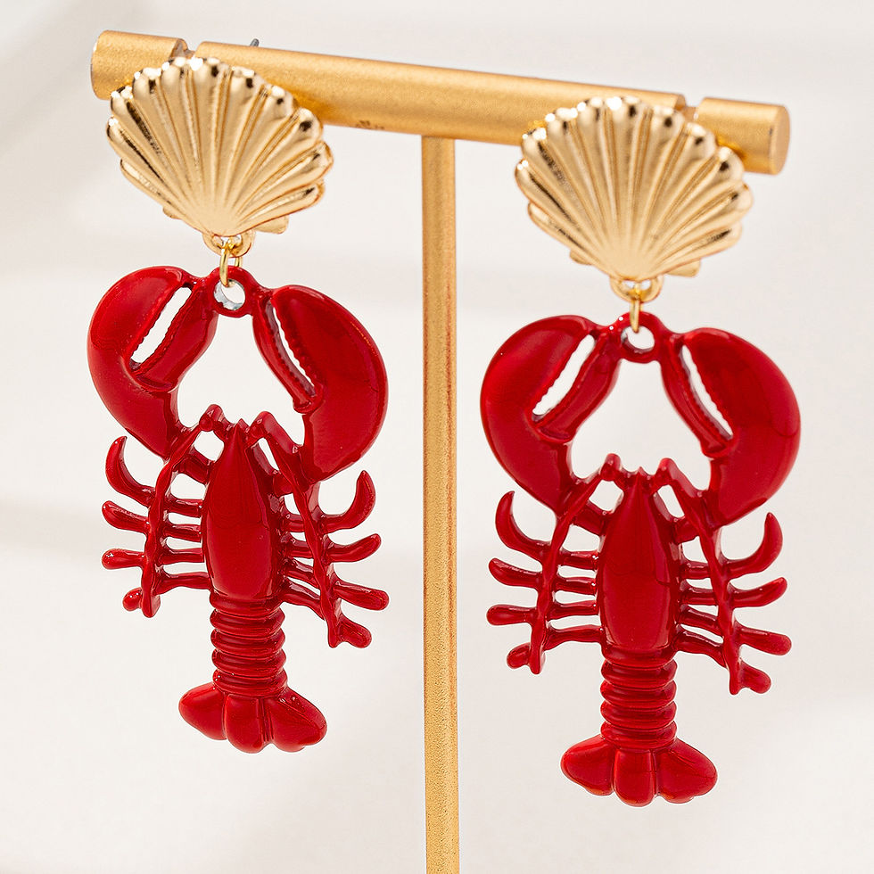 Thumbnail: Fashionable Animal Marine Creature Earrings Lobster Metal Shells Women's Popular