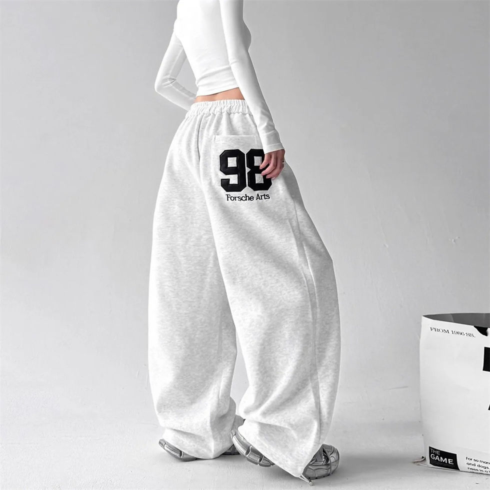 Thumbnail: Oversized Style Print Dance Pants Women Casual High Street Elastic Waisted Loose