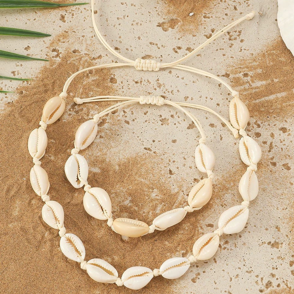 Thumbnail: Fashion Handmade Braided Shell Necklace Bracelet Jewelry Set For Women Bohemian 