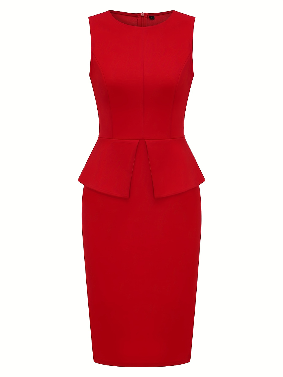 Thumbnail: Womens Sleeveless Summer Crew Neck Peplum Cocktail Knee Length Business Casual P