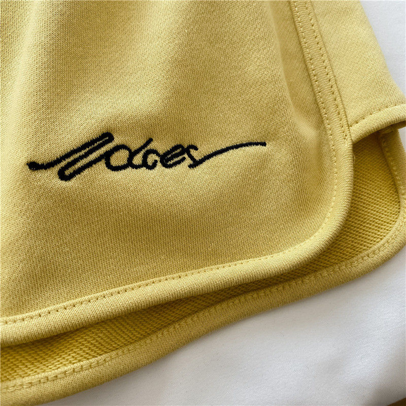 Thumbnail: Women's Casual Sweat Shorts Elastic Waist Embroidery Letter Loose Sport Shorts S
