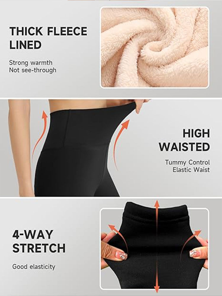 Thumbnail: Fleece Lined Warm Straight Leg Pants Winter Women's Thickened Loose Wide Leg Pan
