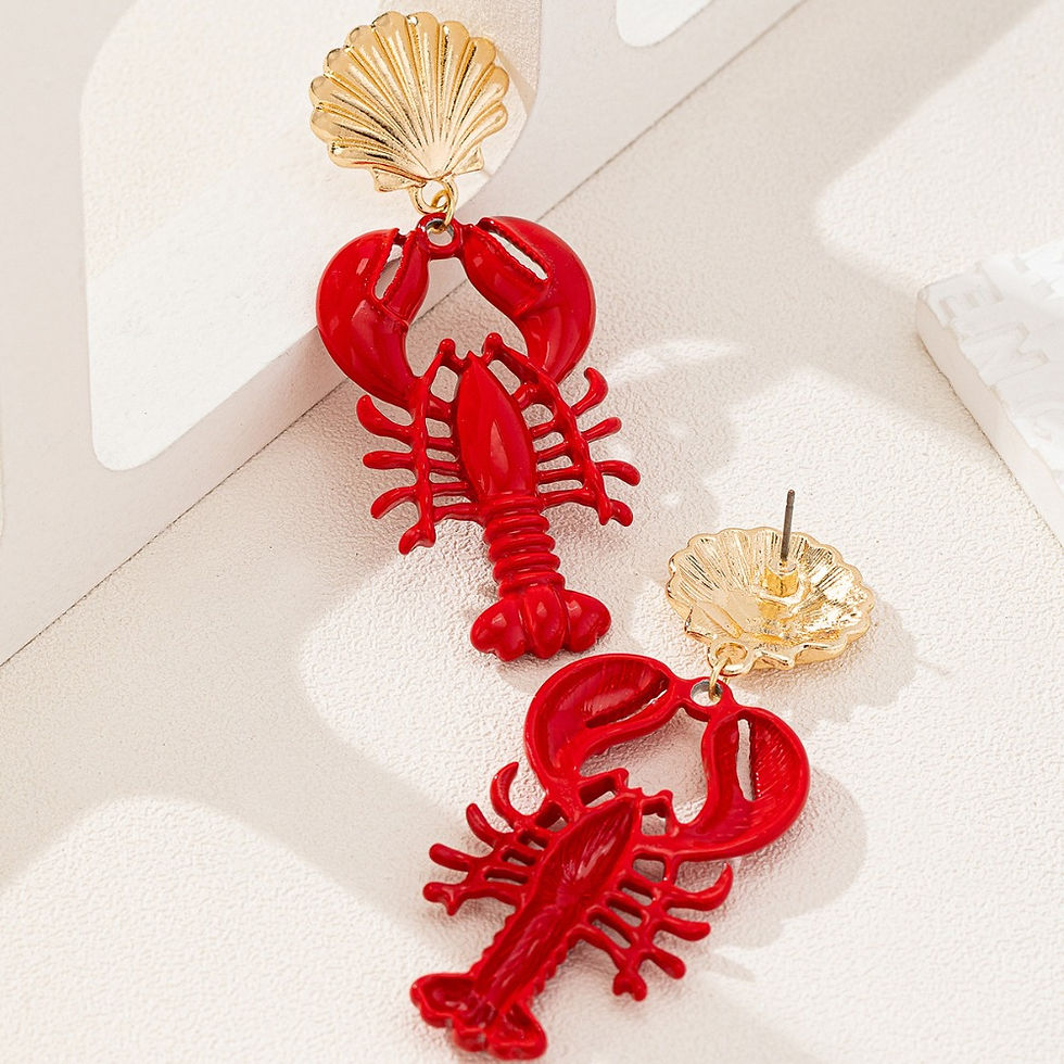 Thumbnail: Fashionable Animal Marine Creature Earrings Lobster Metal Shells Women's Popular