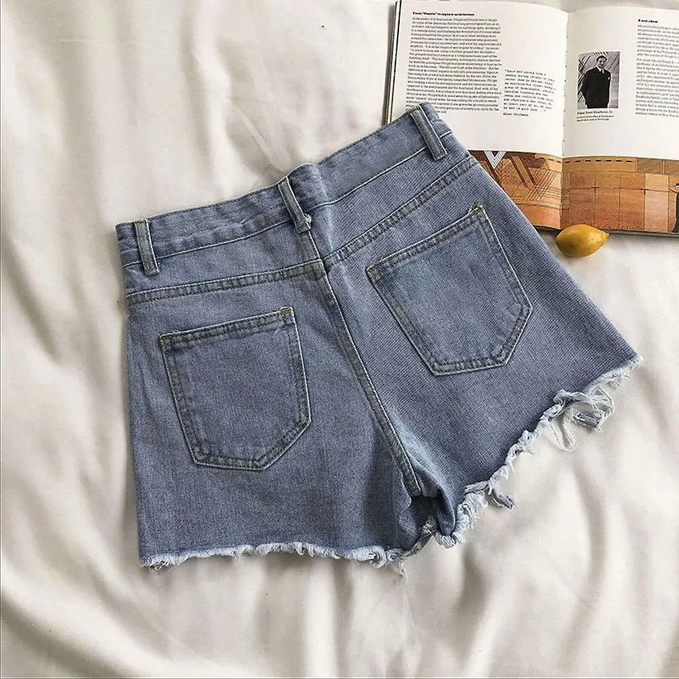 Thumbnail: Summer Korean Women's Cowboy Shorts High Waist Casual Blue Denim Shorts Pocket T