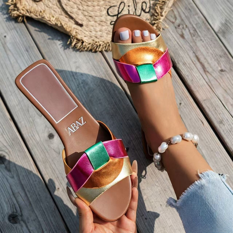 New Summer Designer Women'S Solid Color Fashion Slippers Zapatos De Mujer Women'