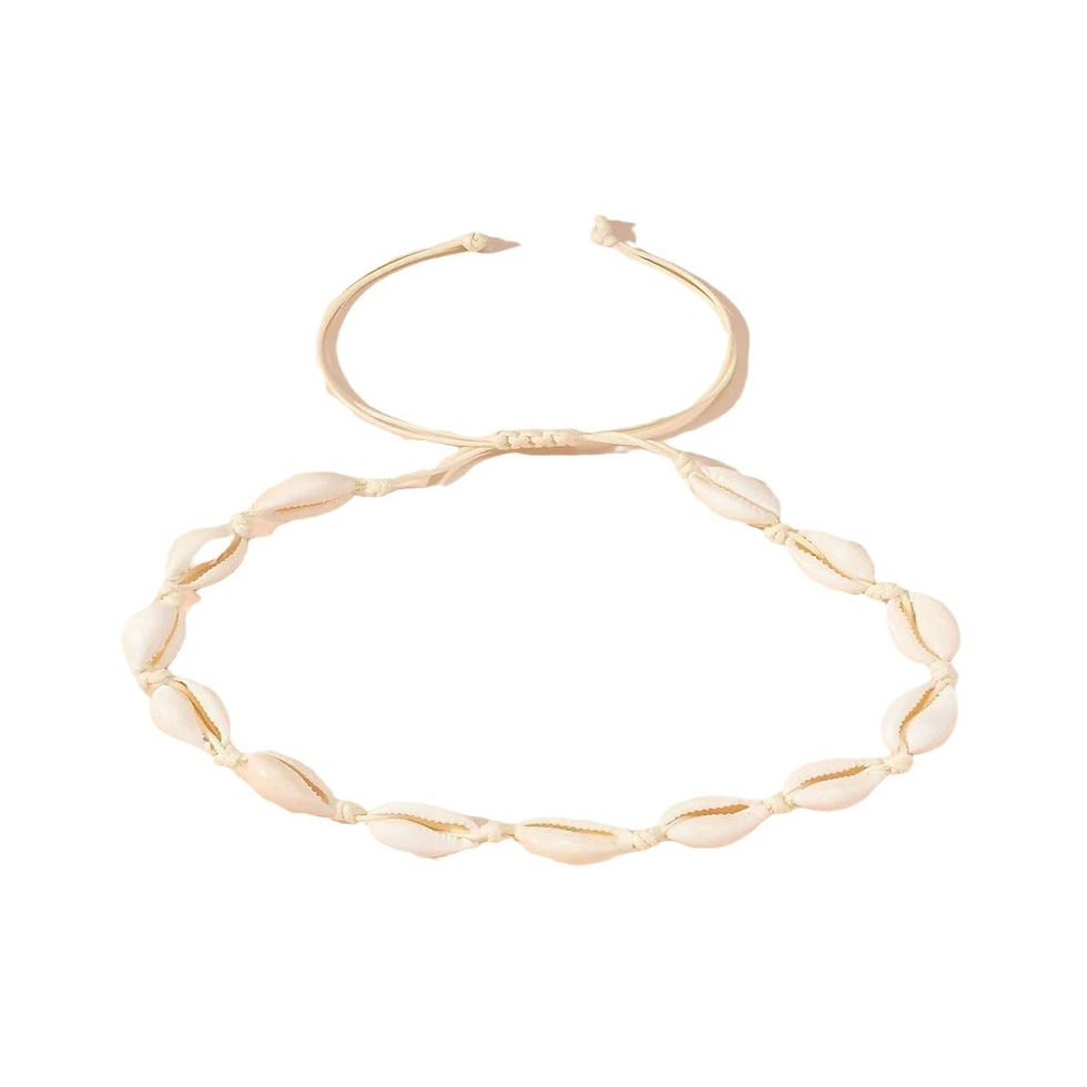 Thumbnail: Fashion Handmade Braided Shell Necklace Bracelet Jewelry Set For Women Bohemian 