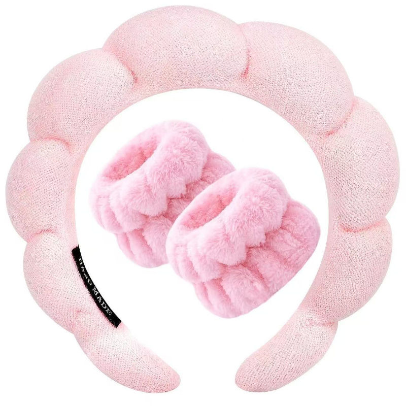 Thumbnail: 3 Piece Luxury Fiber Spa Headband and Wristband Set - Soft and Comfortable - Fac