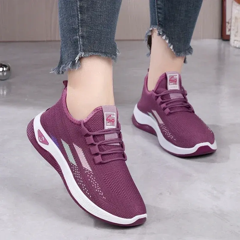 Thumbnail: Women's mesh low cut running student shoes fashion shoes new knitted sports shoe