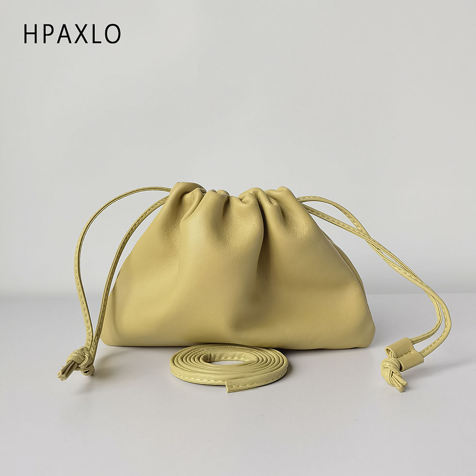 Thumbnail: Unique Design Underarm Bag Lamb Leather Cloud Drawstring Shoulder Crossbody Wome