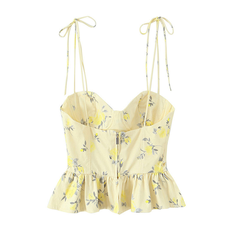 Thumbnail: Chic Elegant Corset Top Backless Short Cami Tops New 2026 Summer Fashion Floral 