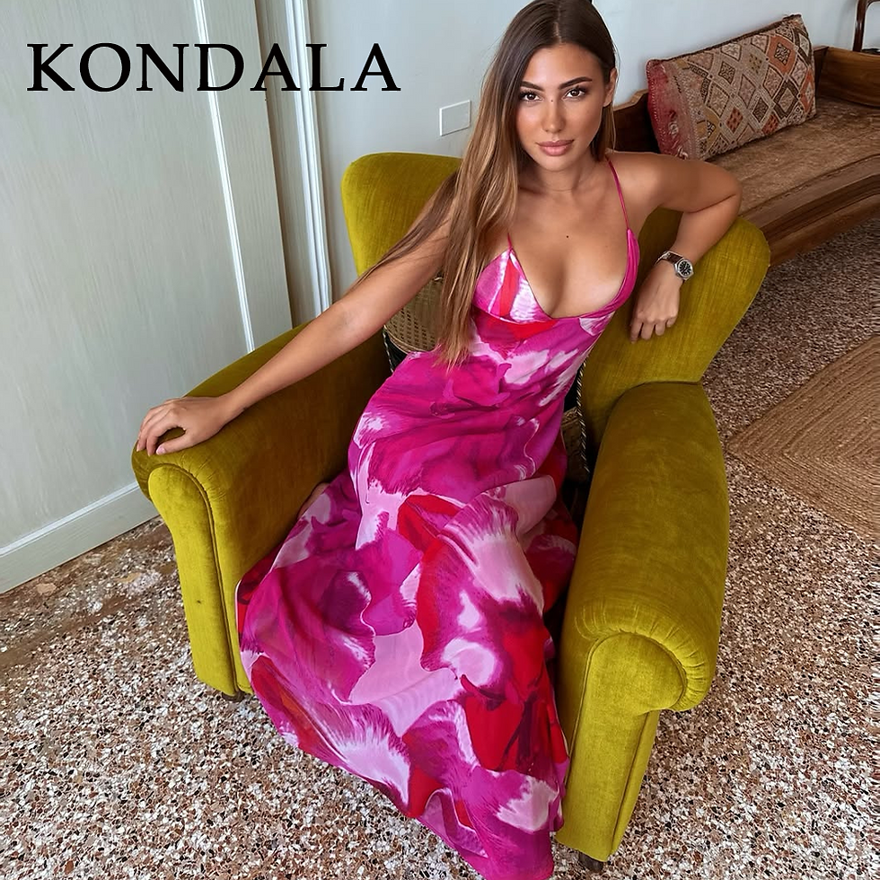 Thumbnail: KONDALA 2026 Spring Summer Chiffon Boho Women Cami Dresses Fashion Strapless Sle