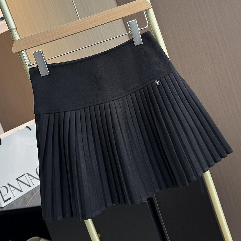 Thumbnail: Vintage Women Black Grey High Waisted Pleated Short Skirt Autumn Winter Brown Se