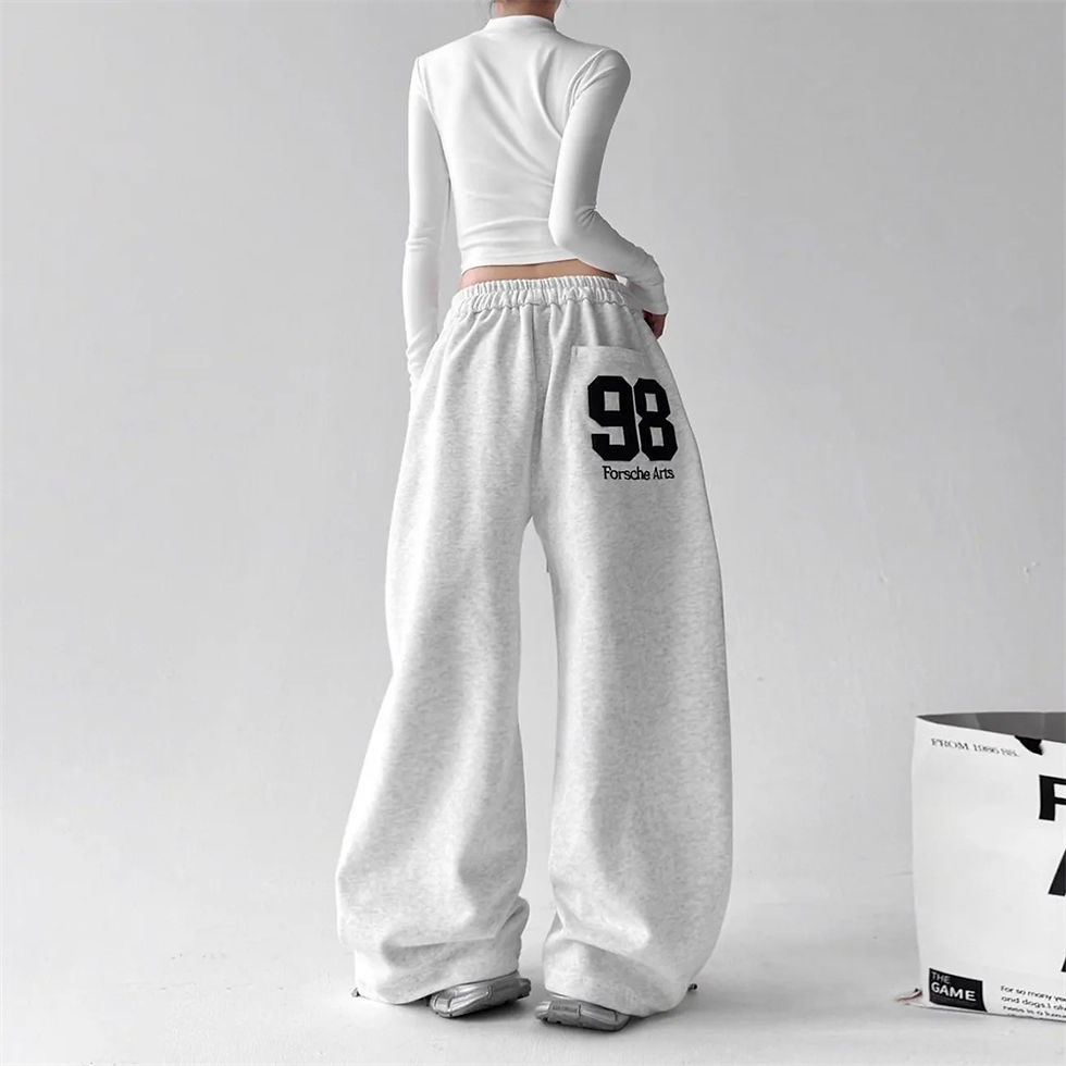 Thumbnail: Oversized Style Print Dance Pants Women Casual High Street Elastic Waisted Loose