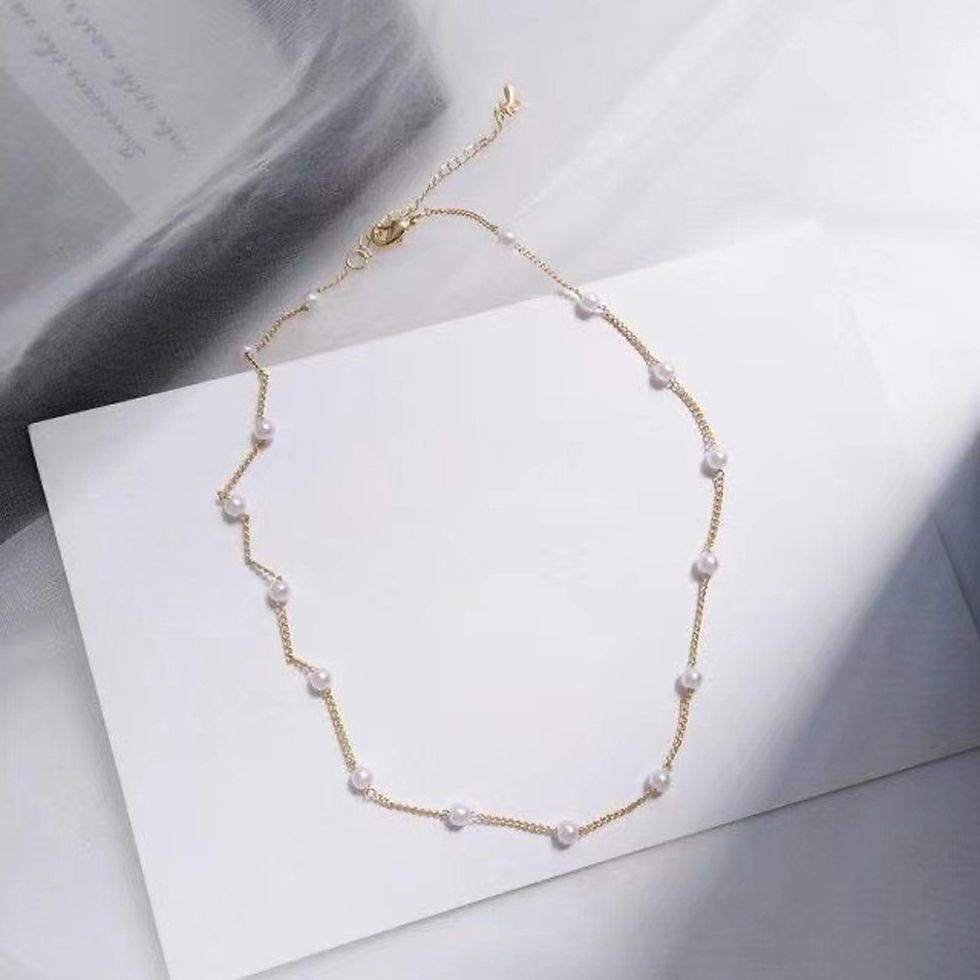 Thumbnail: 1Pc New Beads Women'S Neck Chain Kpop Pearl Choker Necklace Gold Color Goth Choc