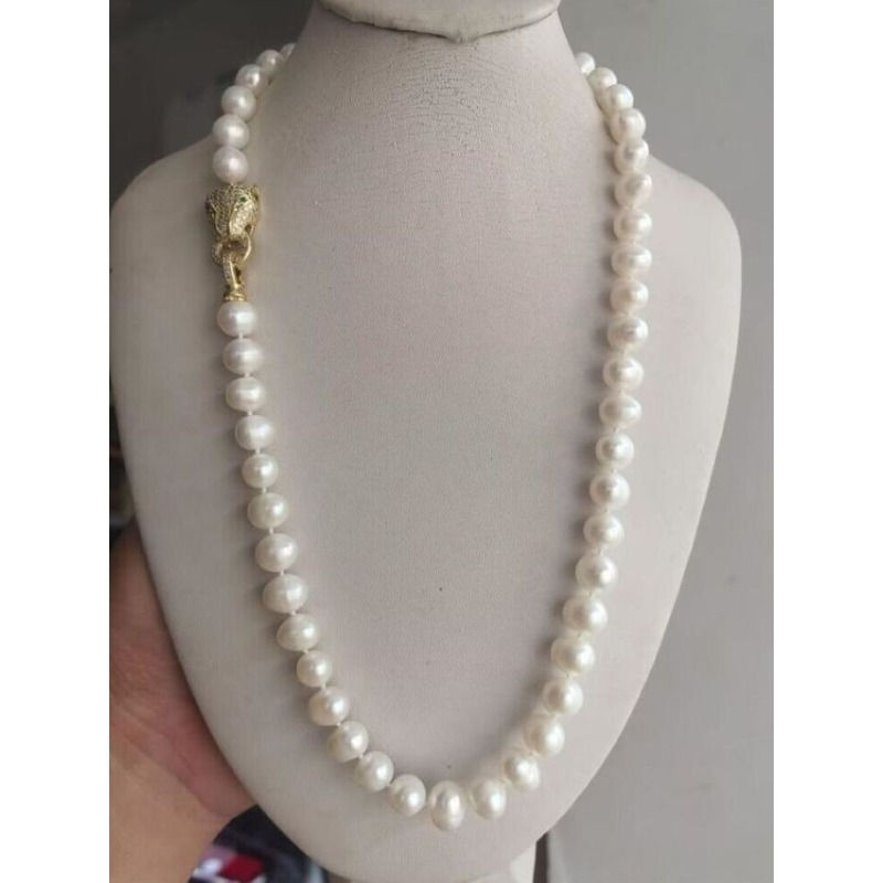 Thumbnail: 18-36 Inch AAAA Japan Akoya 9-10mm White Pearl Necklace Pop Fashion Temperament 