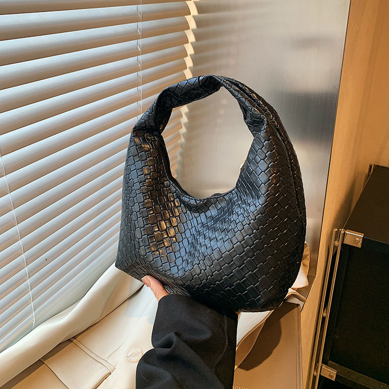 Thumbnail: Women Classic Fashion Woven Embossed Hobo Soft PU Leather Small Top-handle Shoul