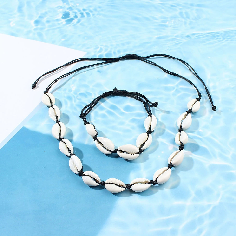 Thumbnail: Fashion Handmade Braided Shell Necklace Bracelet Jewelry Set For Women Bohemian 