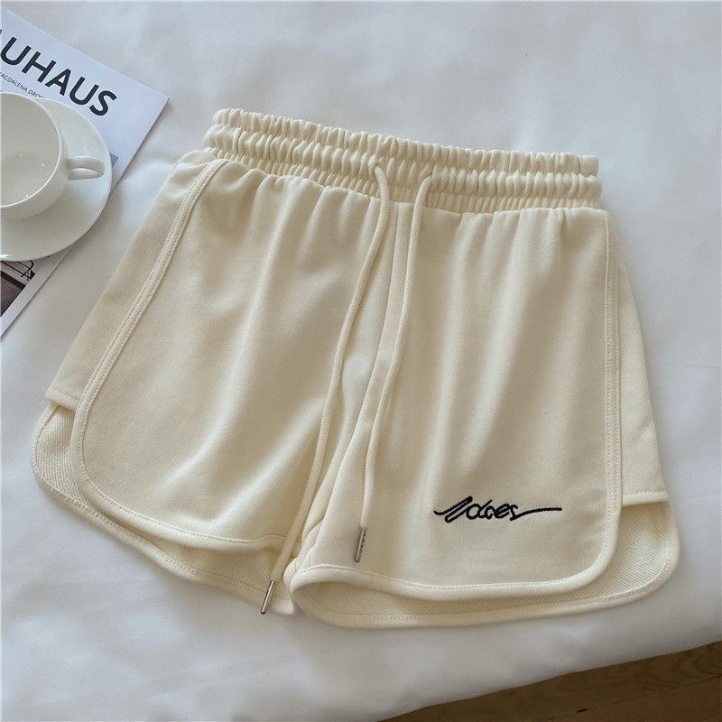 Thumbnail: Women's Casual Sweat Shorts Elastic Waist Embroidery Letter Loose Sport Shorts S