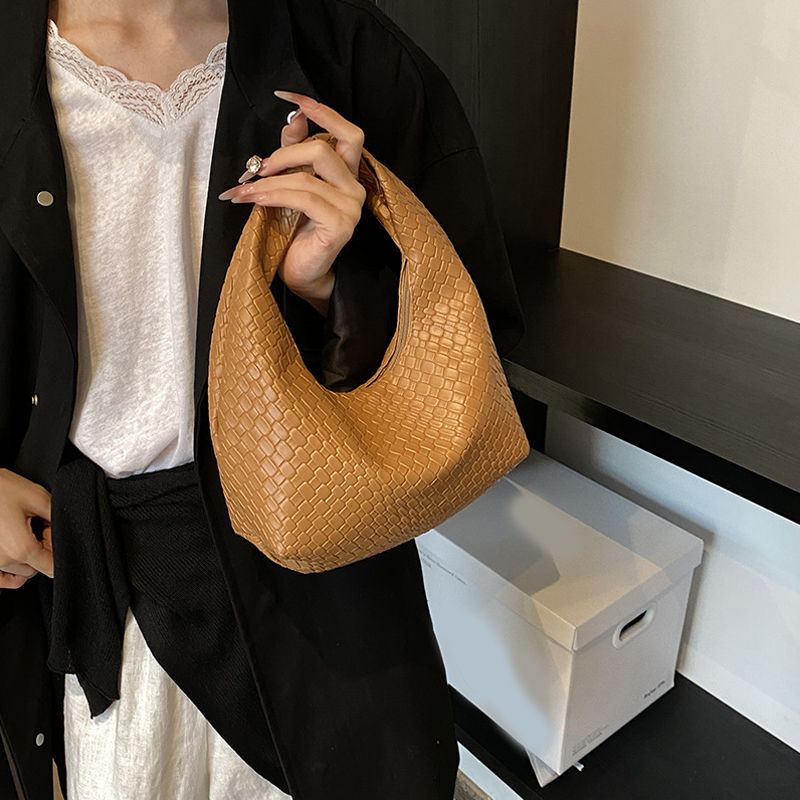 Thumbnail: Women Classic Fashion Woven Embossed Hobo Soft PU Leather Small Top-handle Shoul