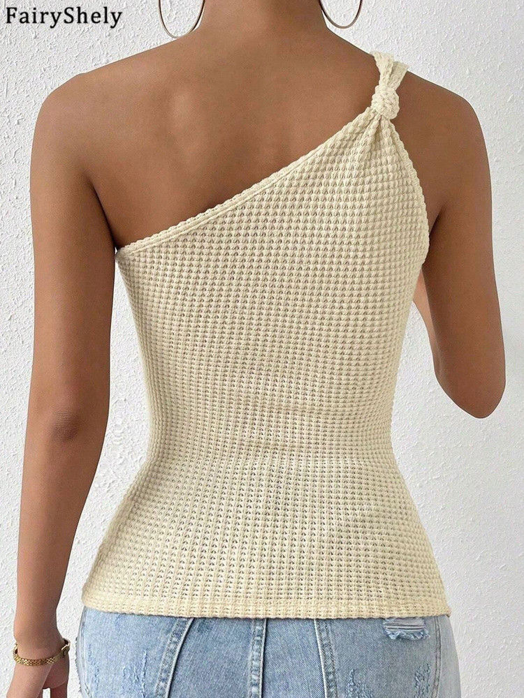 Thumbnail: Fairyshely Sexy Female Summer One-shoulder Strap Top 2026 Women Sleeveless Bodyc