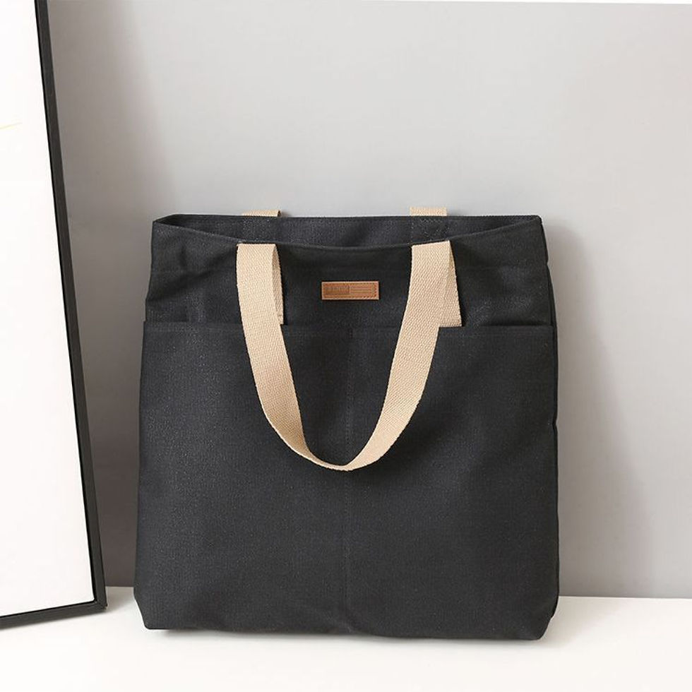 Thumbnail: 1Pc Women's Tote Bag Canvas Sewing Thread Large Capacity Advanced Sense Handbag 