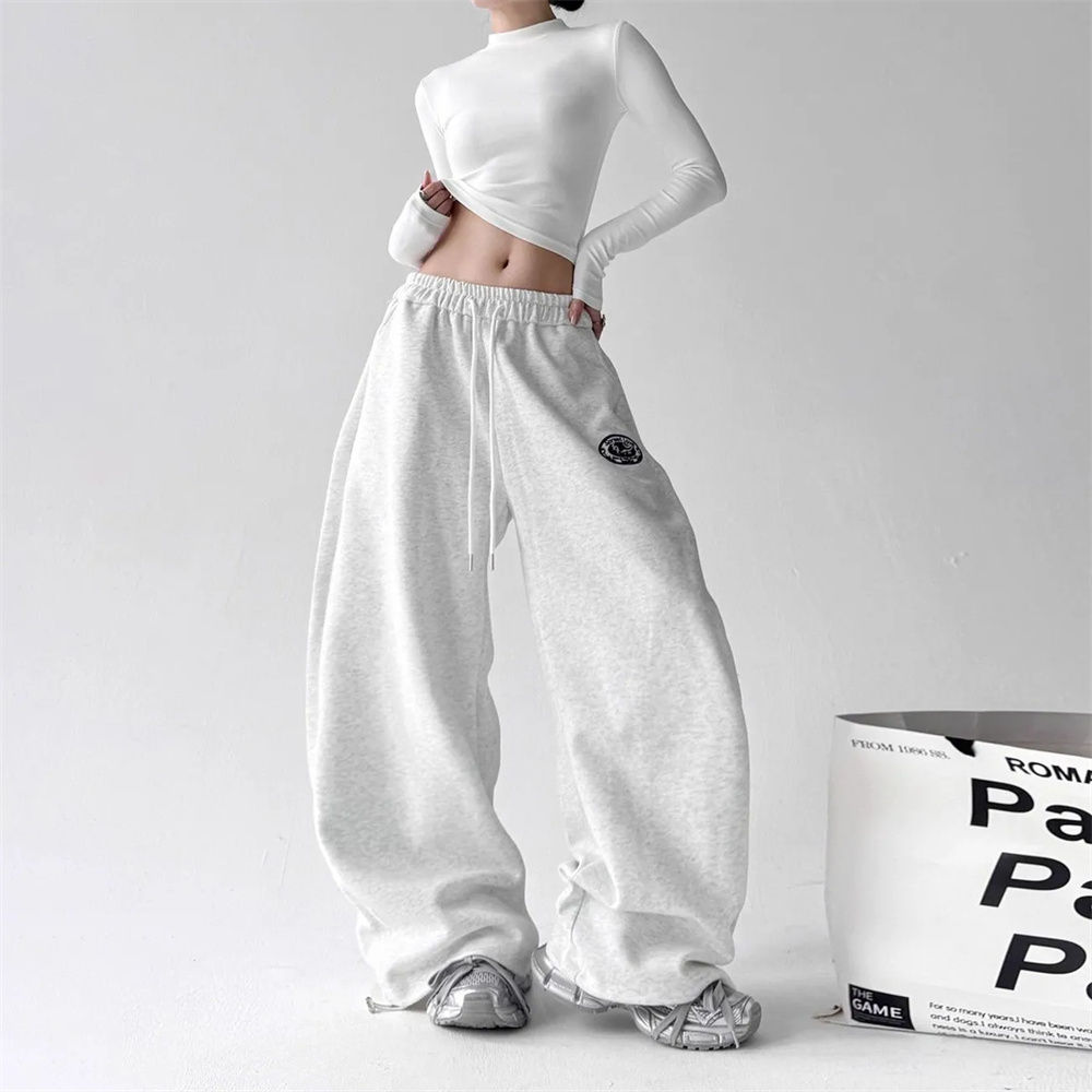 Oversized Style Print Dance Pants Women Casual High Street Elastic Waisted Loose