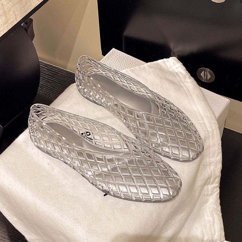 Thumbnail: New V-mouth Crystal Jelly Shoes Fashionable, Versatile, Comfortable, Flat Bottom