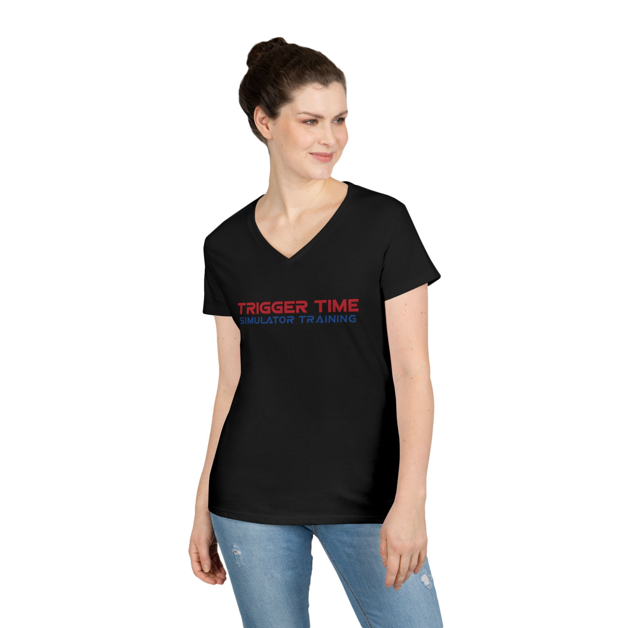 Trigger Time- Modern Tech Wordmark-Ladies' V-Neck T-Shirt
