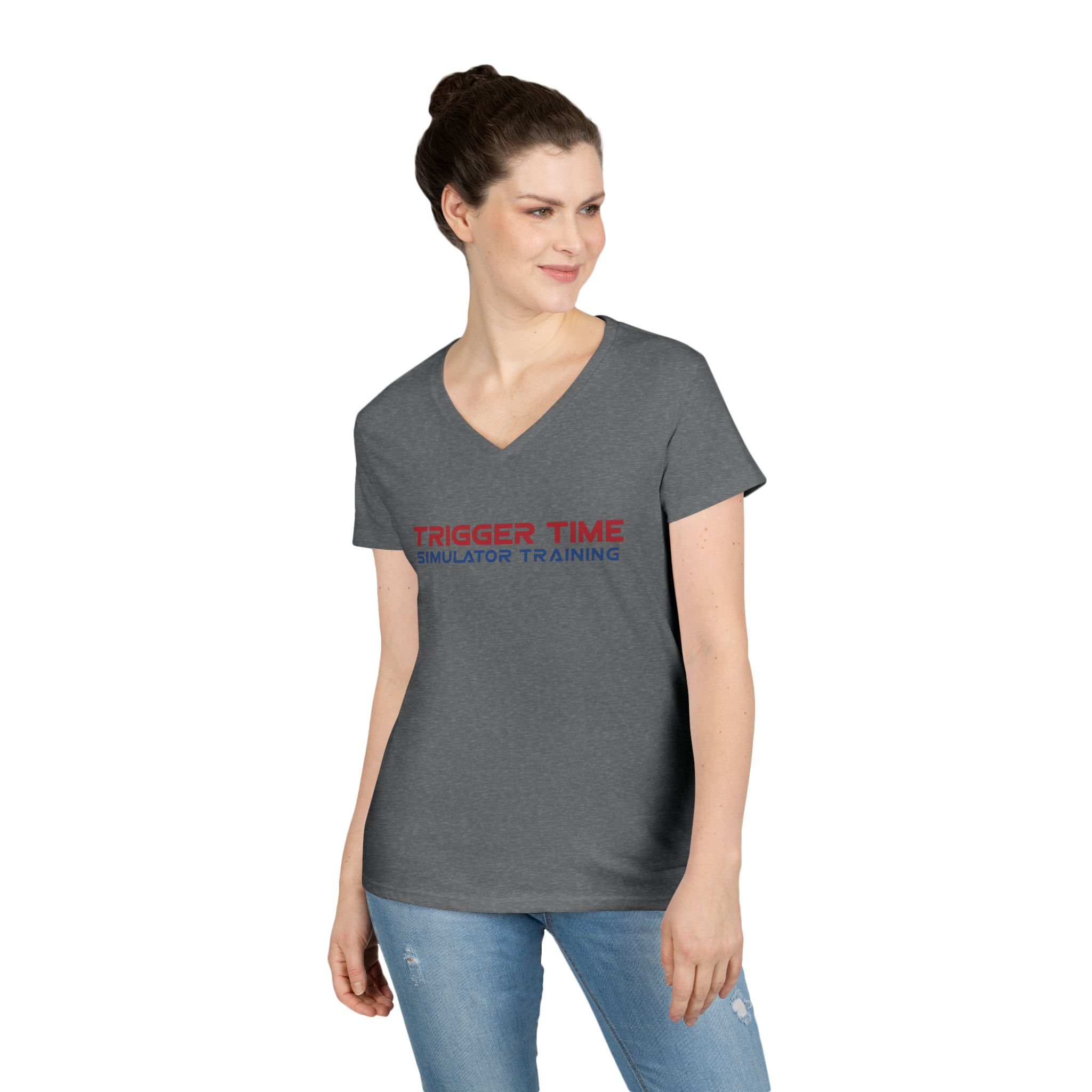 Trigger Time- Modern Tech Wordmark-Ladies' V-Neck T-Shirt