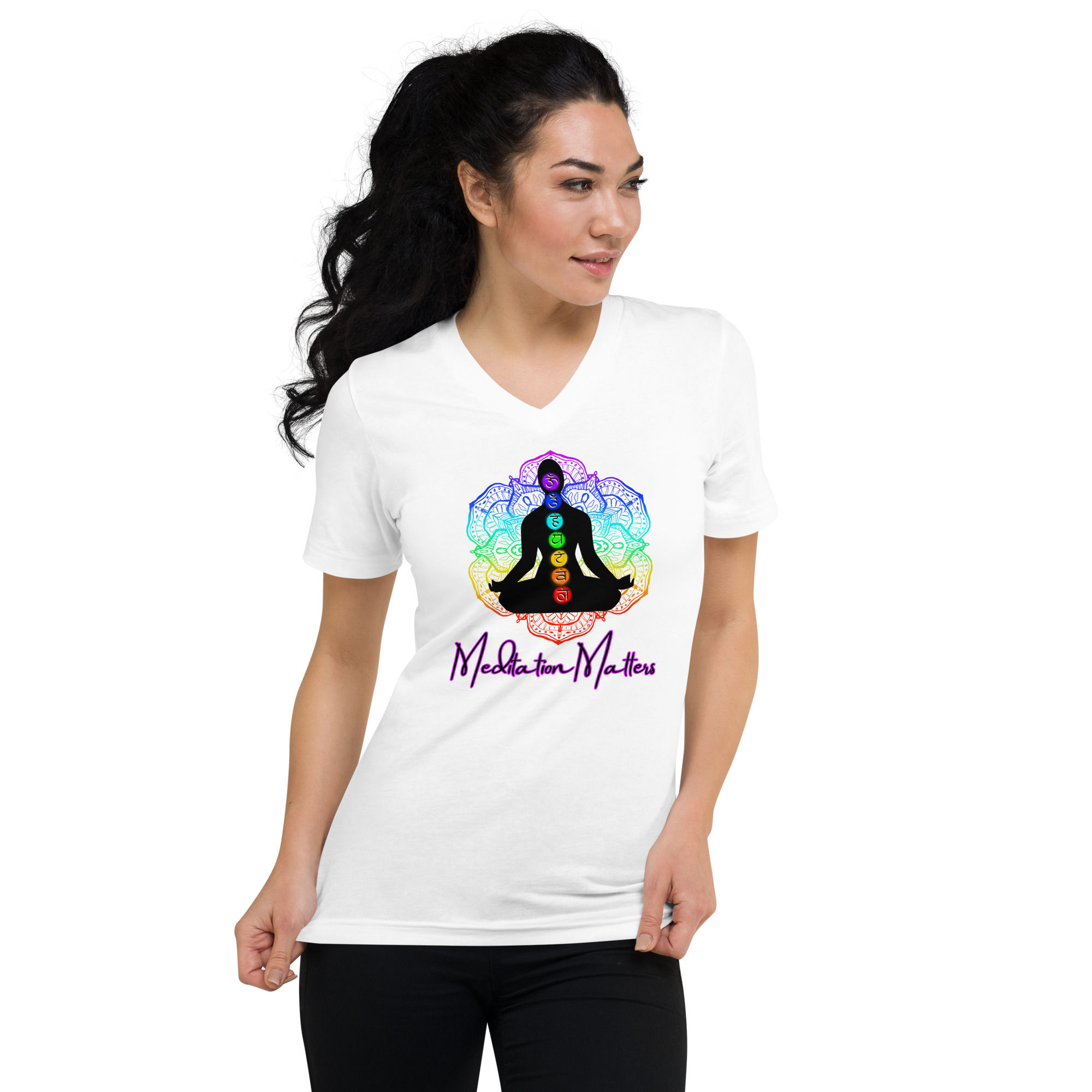 Meditation Matters Unisex Short Sleeve V-Neck T-Shirt