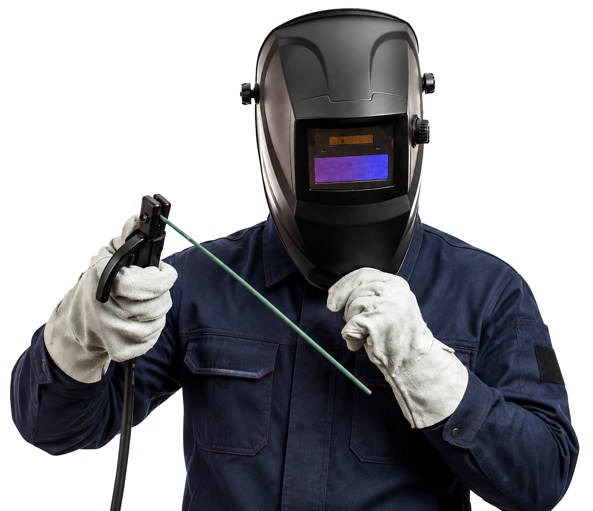 Engineer using weld tracking software for fabrication quality control