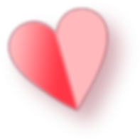 Pink and red heart shape with a darker red outline