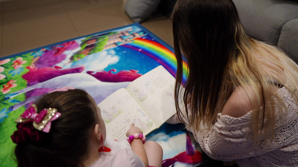 Kids enjoying a storytelling session on play rugs